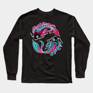 Pink and Teal Koi Fish Long Sleeve T-Shirt